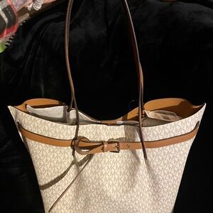 Michael Kors Cream and Tan Signature Tote